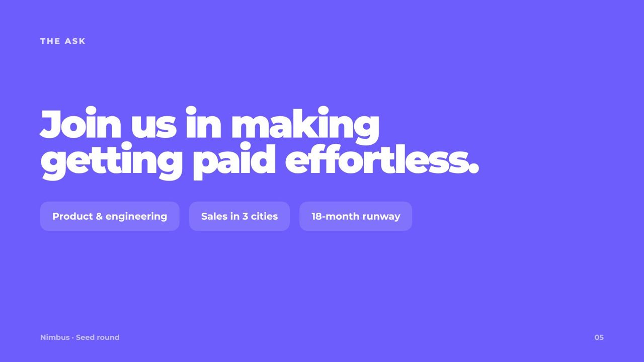 Nimbus · Seed investor deck slide 5