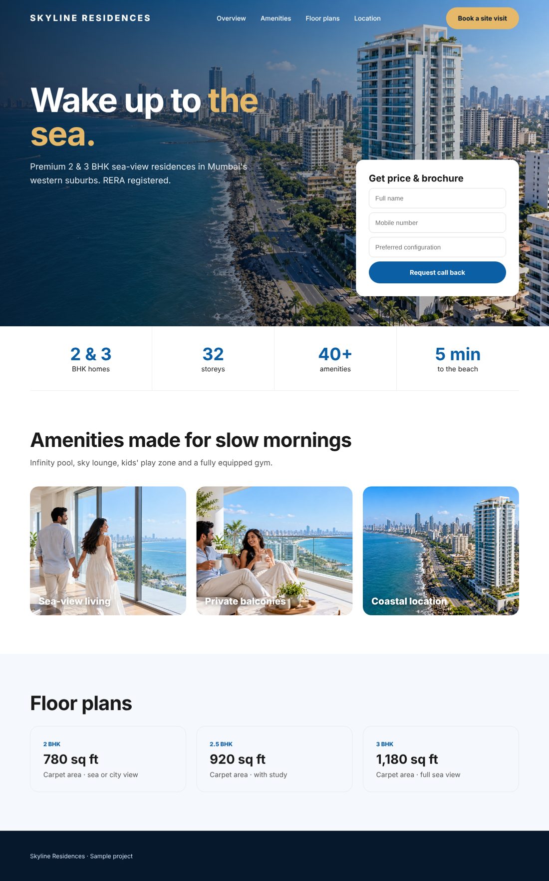 Skyline Residences website design concept by Amax Agency